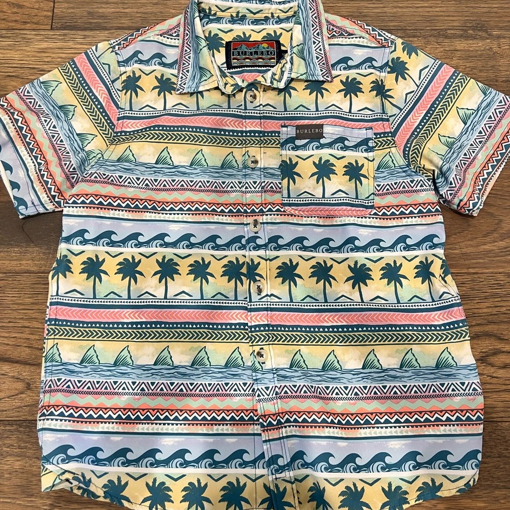BURLEBO Multicolor Palm Tree Button Down Shirt